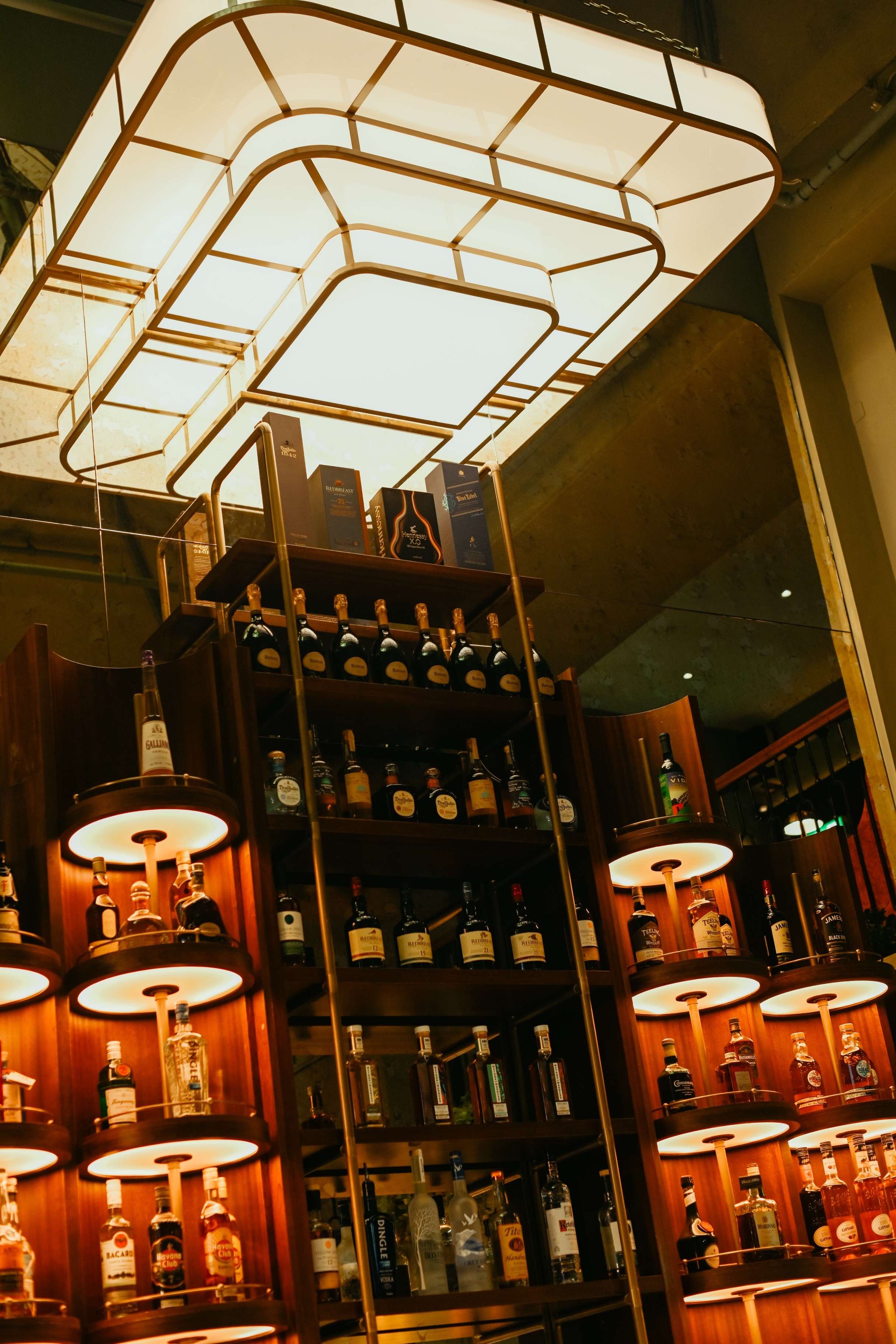VCC’s vintage bar, lit warmly for the evening